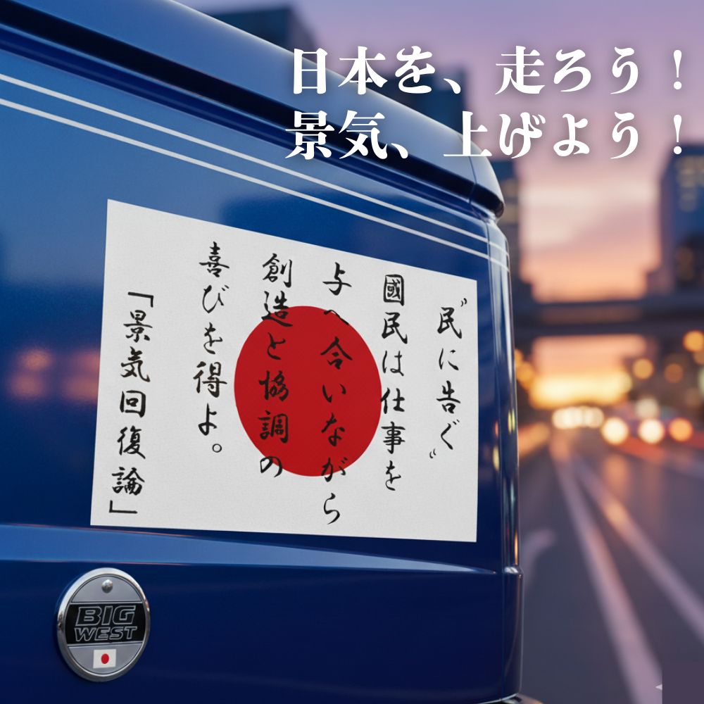 トラック用 ステッカー 民に告ぐ 日の丸  「景気回復論」日本国旗 ビッグウェスト [種類] 民に告ぐ「景気回復論」